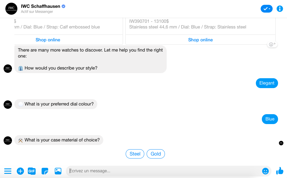 IWC chatbot retail messenger